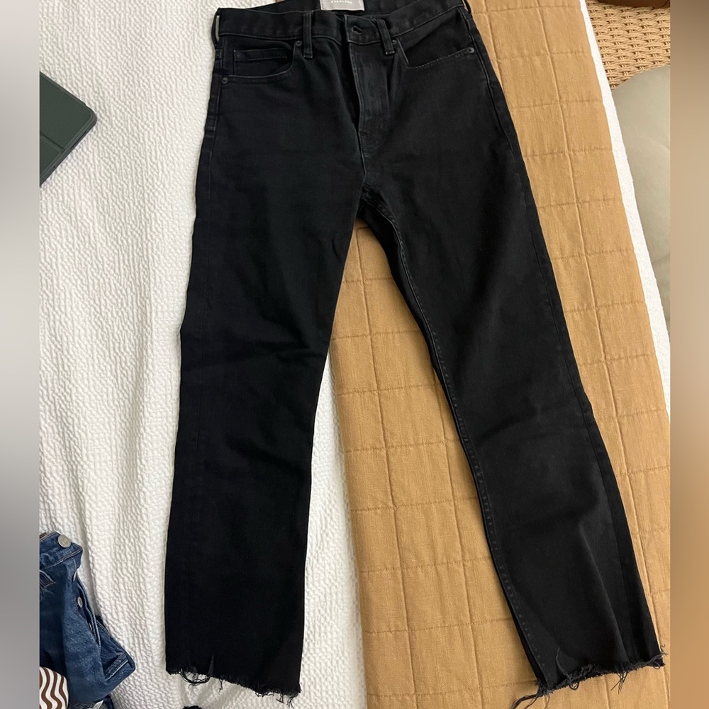 Everlane black Denim Jeans - rigid high quality denim.  Size 26. Kick crop.
